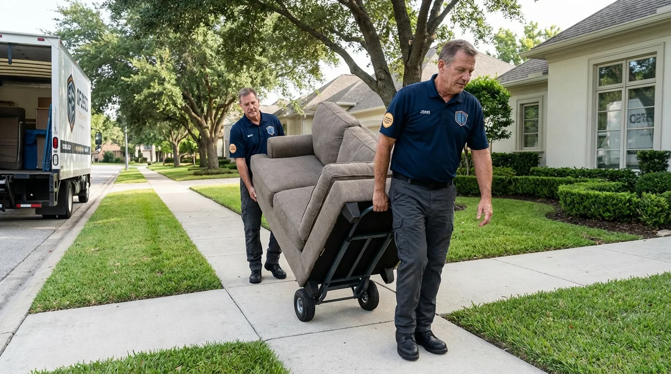 Local residential moving crew loading furniture in Pemberville, OH